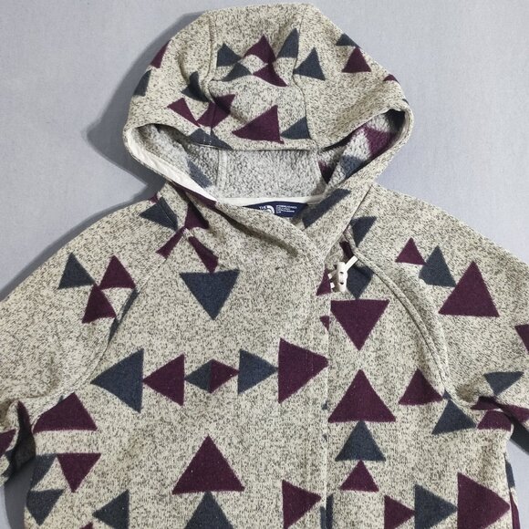 The North Face Crescent Wrap Jacket with Hood women's size S beige Aztec fleece - Picture 2 of 11